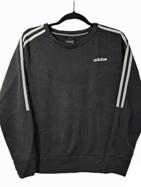 Adidas Black Crewneck Sweatshirt with White 3-Stripes Size Small | EUC